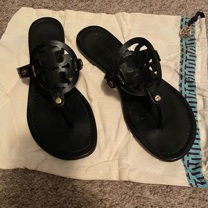 Black matte Tory Burch Miller sandals. Size 9.